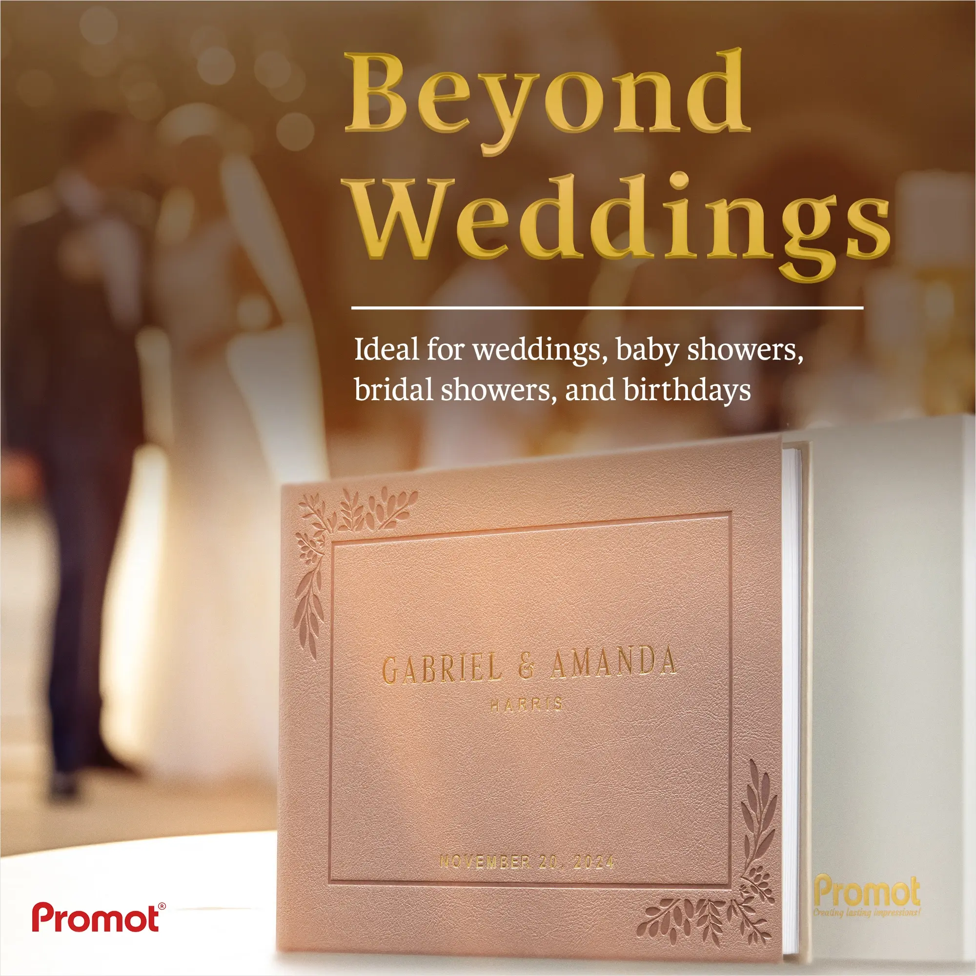 Custom Wedding Guest Book - Rose Gold